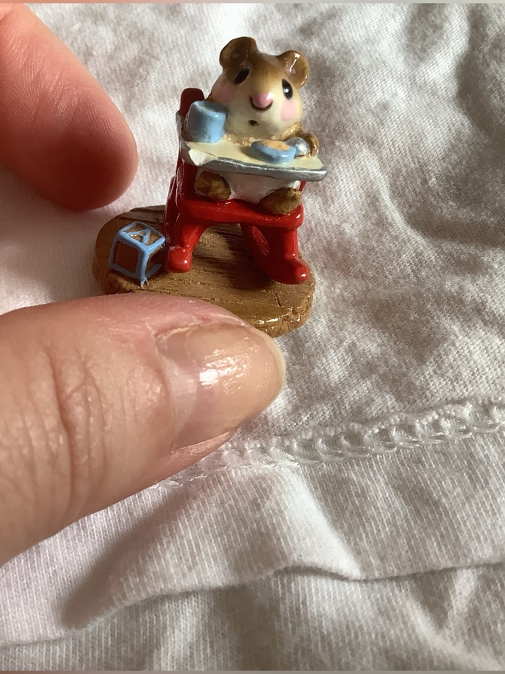 WEE FOREST FOLK Rocking Tot. Baby Mouse in high chair.  William Petersen 1983